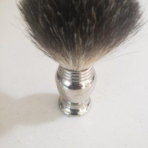 Men's Old School Vintage Silver Tone Badger Bristle Shaving Brush